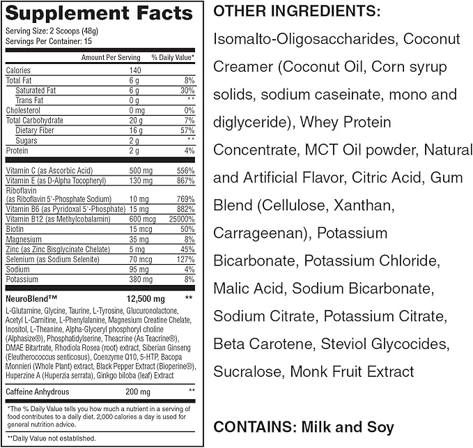 Lean1 Neuro Mental Energy Powder Drink orange flavor 15 serving tub by Nutrition53