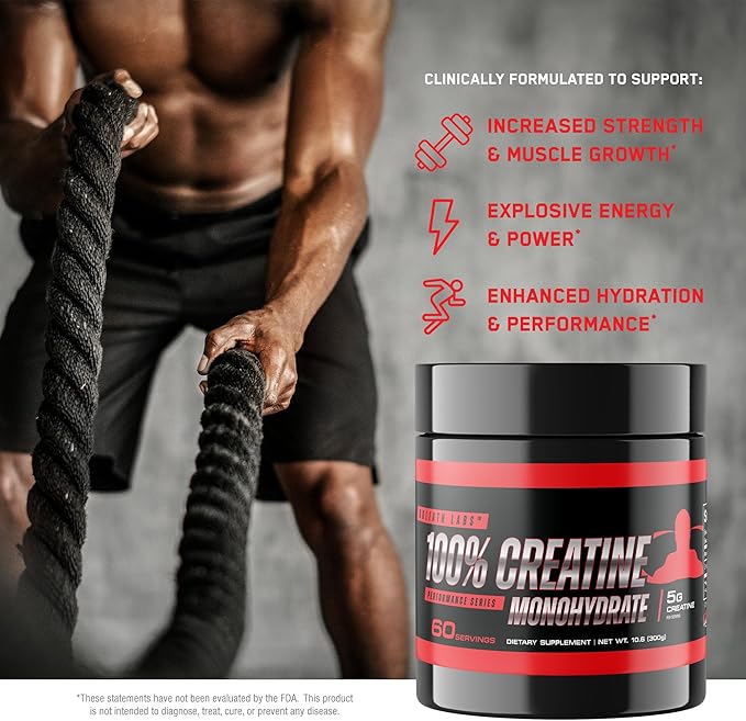 Goliath Labs Pure Creatine Monohydrate Powder - 300g Unflavored Micronized Creatine for Strength Power Muscle Support &amp Endurance - 60 Servings - Fitness Supplement for Men &amp Women