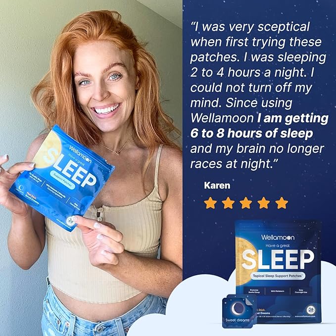 Wellamoon Original Sleep Patches for Adults Extra Strength | Sleep Patch with Melatonin &amp Valerian | Skin-Friendly &amp Cruelty-Free | Long-Lasting Night Comfort for Men &amp Women | Pack of 3 x