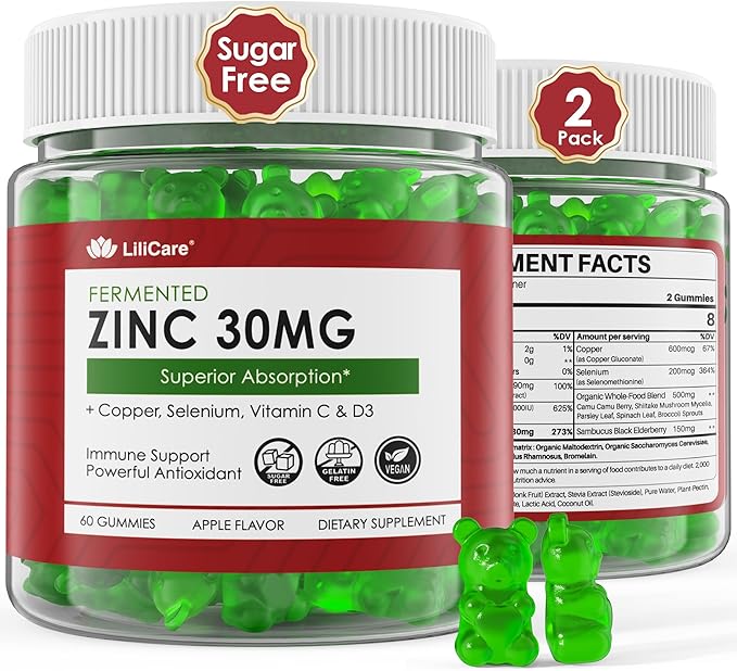 2pack Zeolite Detox Gummies for Kids &amp Adults + 2 Pack Zinc Gummies + Copper Selenium Vitamin C &amp D3