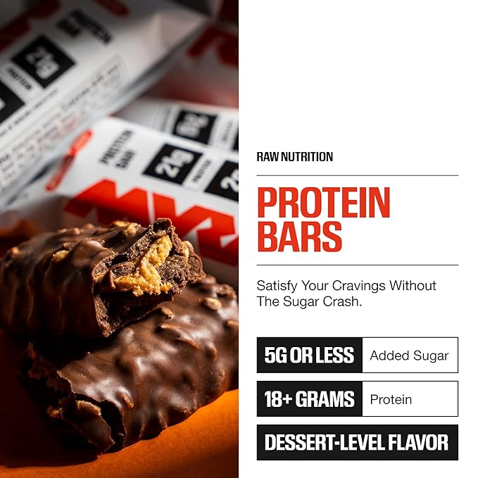 RAW Nutrition Protein Bars Double Fudge Brownie 20g Whey Protein Low Sugar Better-for-You Candy Bars Gluten Free Chocolate Protein Snack for Muscle Recovery &amp Gym Fuel 12 Count