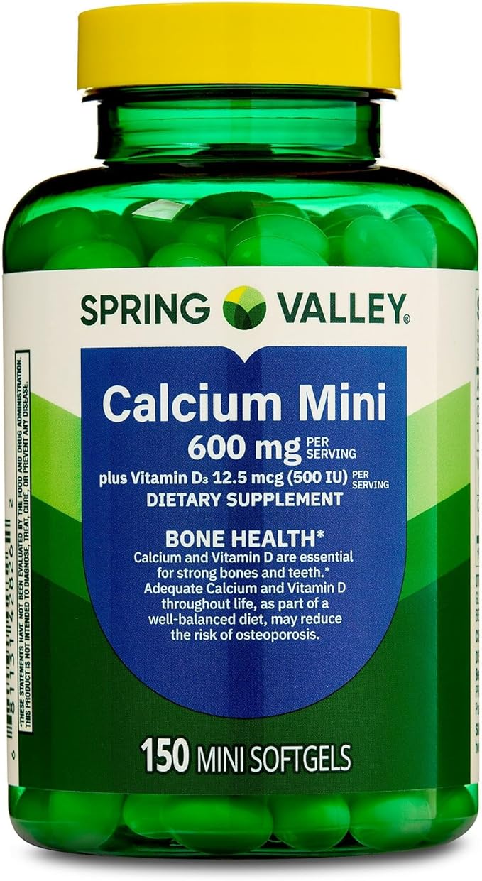 SV Calcium 600mg with Vitamin D3 Bone &amp Teeth Support 150 Mini Softgels – Easy to Swallow Gluten-Free Non-GMO Set by Basketgoods