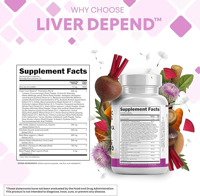 Clean Nutraceuticals Milk Thistle NAC Chanca Piedra Beet Root Artichoke Astragalus Dandelion Root - Liver Cleanse Supplement Plus TUDCA Choline &amp Ginger - 2Pack