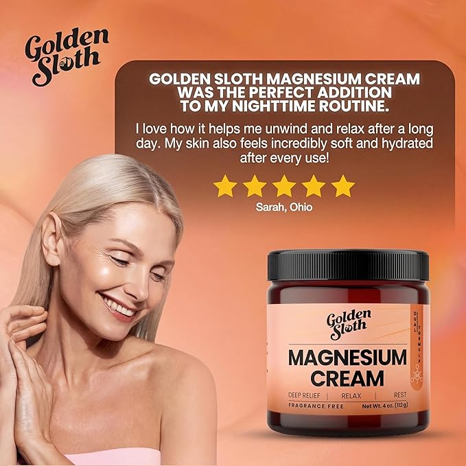 Magnesium Cream - Unscented Topical Lotion - Highly Concentrated with 2 Types of Magnesium Made in USA All-Natural