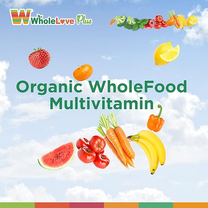 NOTO WholeLove Plus Men's Organic WholeFood Multivitamin Health Supplements for Immune Support Vitamin Vegan Friendly 60 Tables