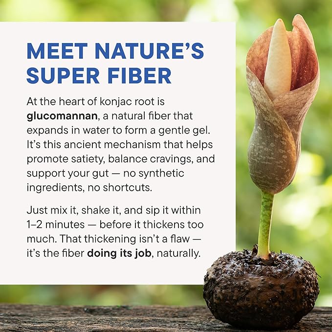 Daily Nouri FeelFull Prebiotic Fiber Drink Mix | Prebiotic Fiber for Fullness &amp Gut Health | Oligofructose + Glucomannan + Chromium | 30 Stick Packs