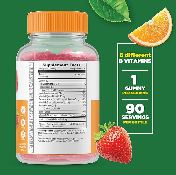Lifeable Immune Support + B Complex Gummies Bundle - Great Tasting Vitamin Supplement Gluten Free GMO Free Chewable Gummy