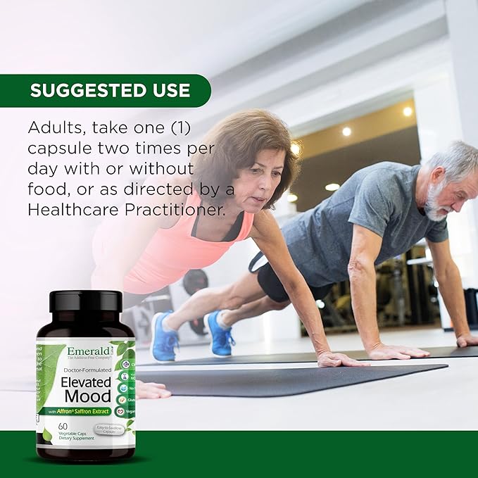 Emerald Labs Elevated Mood - Stress Management Supplement with Sensoril Ashwagandha Extract &amp Affron Saffron Extract - 60 Vegetable Capsules (30-Day Supply)