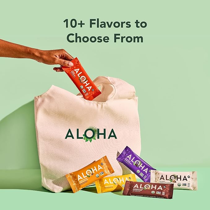 ALOHA Organic Plant Based Protein Bars - Chocolate Espresso (85mg Caffeine) - 12 Bars Vegan Low Sugar Gluten-Free Paleo Low Carb Non-GMO No Stevia No Erythritol