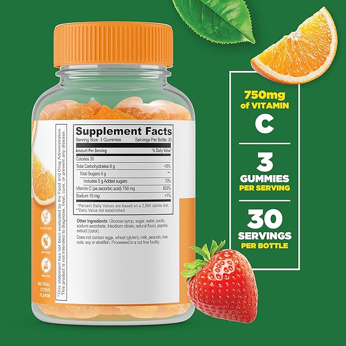 Lifeable Zinc 50mg + Vitamin C 750mg Gummies Bundle - Great Tasting Vitamin Supplement Gluten Free GMO Free Chewable Gummy