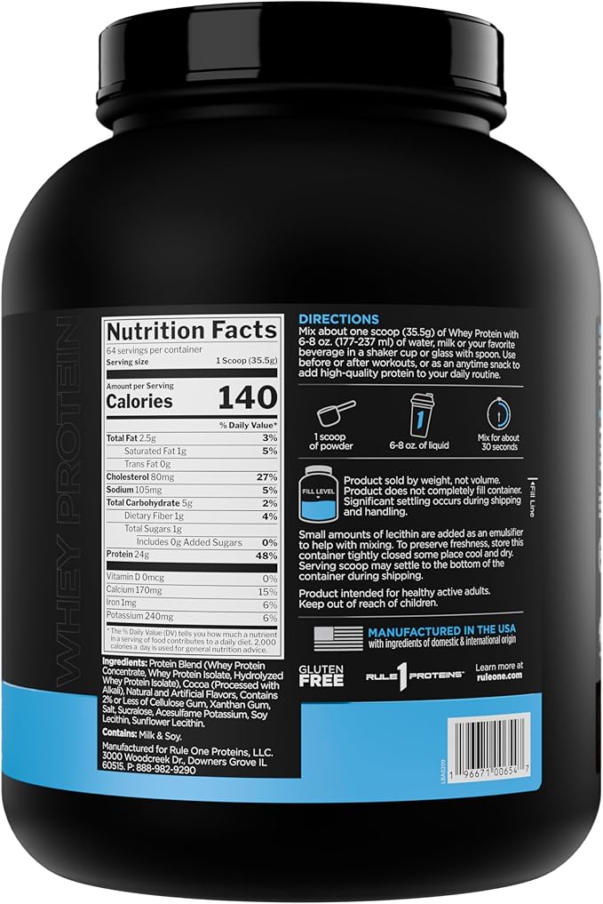 Rule 1 Whey Protein – 24g Fast-Acting Protein from All-Whey Sources with Naturally Occurring EAAs &amp BCAAs for Workout Recovery or Anytime Use (5 Pounds* Chocolate Peanut Butter)