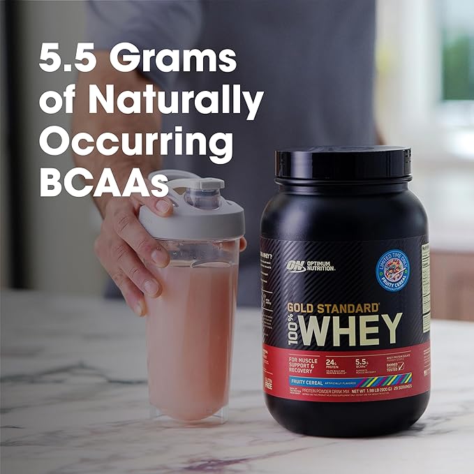 Optimum Nutrition New Flavor Gold Standard 100% Whey Protein Powder Fruity Cereal 1.98 Pound (Pack of 1) (Packaging May Vary)