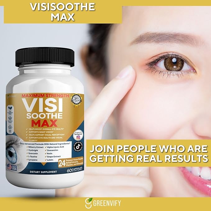 Vision Soothe Max Eye Health Supplement 60 Capsules 24 Herbal Extracts with Vitamins and Minerals Maximum Strength (2)