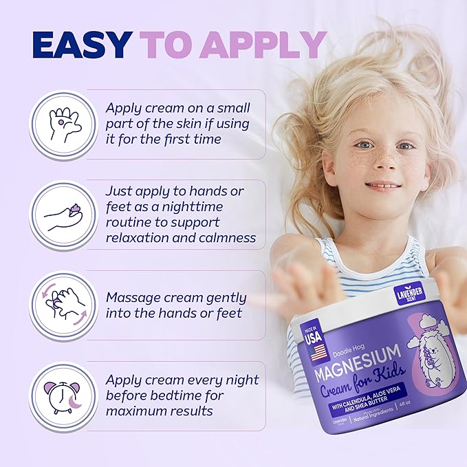 DOODLE HOG Mom &amp Child Magnesium Cream Bundle - Lavender Lotion with Calendula Aloe Vera Shea Butter- Topical Magnesium Cream for Sleep - USA Made