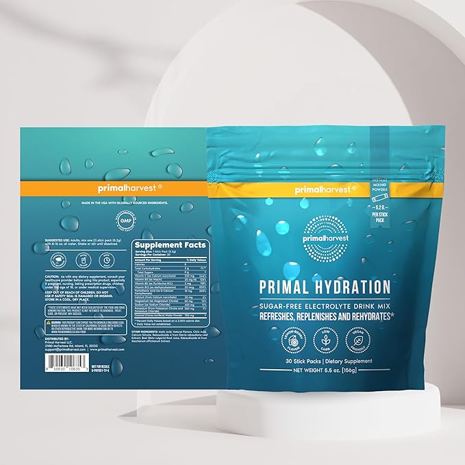 Primal Harvest Daily Two-Step Routine | Ashwagandha + Hydration | 2 Pack | 30 Day Supply