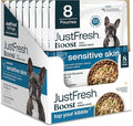 JustFoodForDogs JustFresh Boost Sensitive Skin Dog Food Topper for Immune Support and Healthy Coat Human-Grade Fresh Pet Meal Booster 8 oz Pouches - 8 Pack