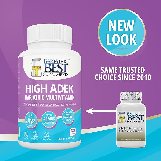 High A D E K Bariatric Multivitamin for Post DS/SADI Surgery 25 Essential Nutrients for Post-Weight Loss Surgery 180 Tablets Meets ASMBS Guidelines for Bariatric Bypass