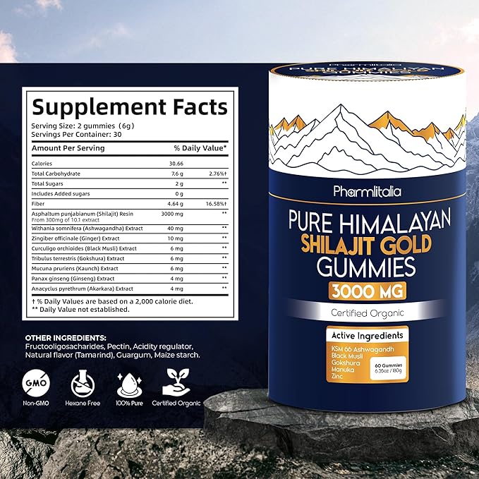 Magnesium Glycinate &amp Pure Himalayan Shilajit Gummies Bundle – Sleep Muscle Recovery &amp Energy – High Absorption Magnesium 400mg + Gold Shilajit with Ashwagandha for Strength &amp Vitality –