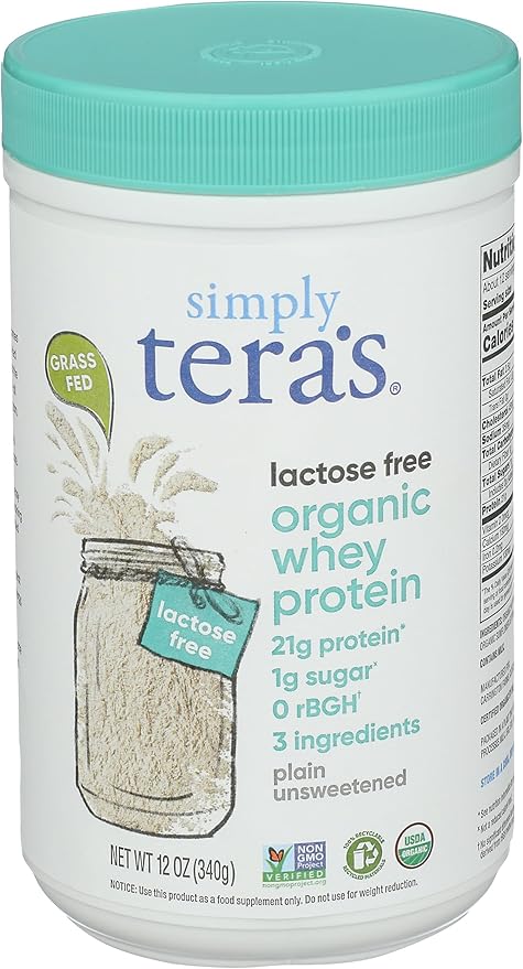Simply Tera's Whey Protein Plain Lactose Free Organic 12 Ounce