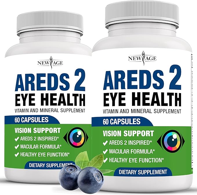 NEW AGE AREDS 2 Eye Vitamin Contains Bilberry 6000mg Lutein (32mg) Grape seed (6000 mg) Eyebright (1000 mg) and Zeaxanthin (8 mg) - 120 Count