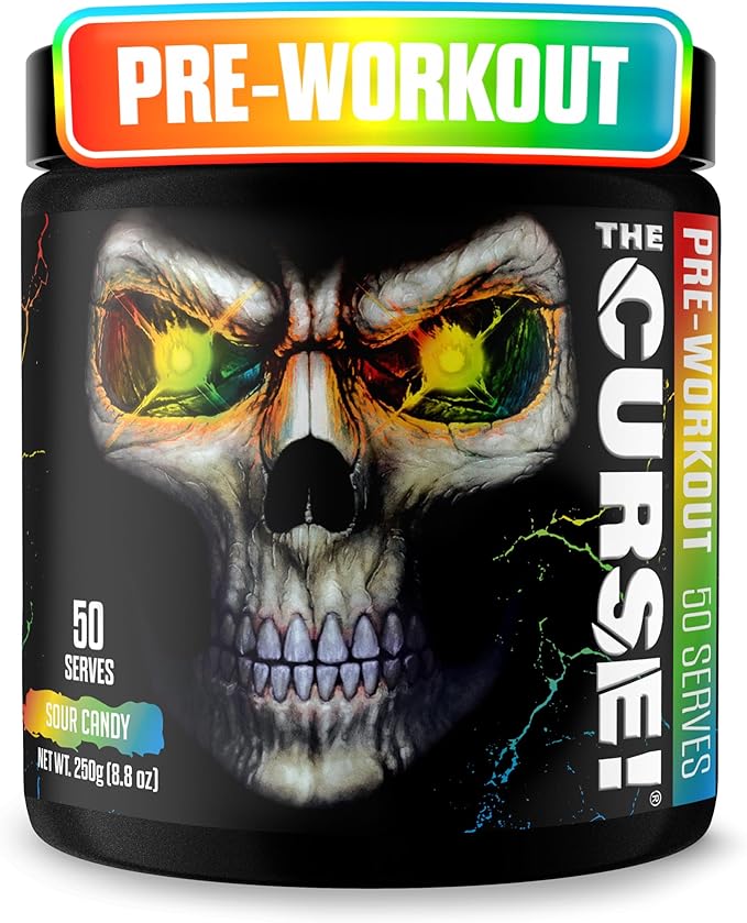 JNX SPORTS The Curse! Sour Candy Pre Workout Powder with Creatine – Extreme Energy Preworkout for Men &amp Women – 50 Servings – L Citrulline Beta Alanine &amp Caffeine for Pump Strength &amp Foc