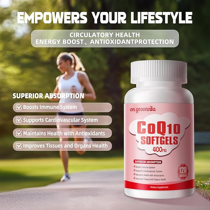 CoQ10-400mg-Softgels with PQQ BioPerine &amp Omega-3 Coenzyme Q10(Ubiquinone) Supplement for High-Absorption Powerful-Antioxidant Support Heart &amp Energy-Production 120 Servings