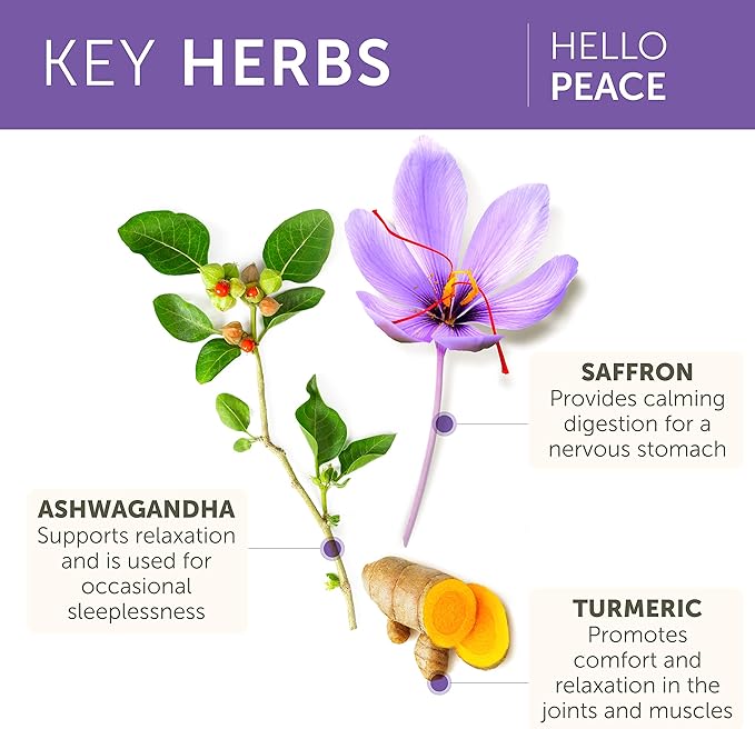 Himalaya Hello Peace - Herbal Stress Relief Supplement with Ashwagandha and Turmeric for Normal Cortisol and Adrenal Support - Vegan Non-GMO Gluten Free 60 Capsules
