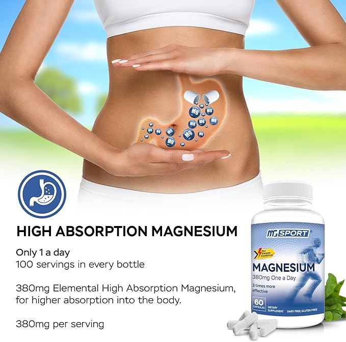 High Absorption Zinc and Magnesium (60 Count) Bundle - Magnesium for Leg Cramps and Sore Muscles Relief - Zinc for Immune Support and Recovery - with Vitamin B6 D and E