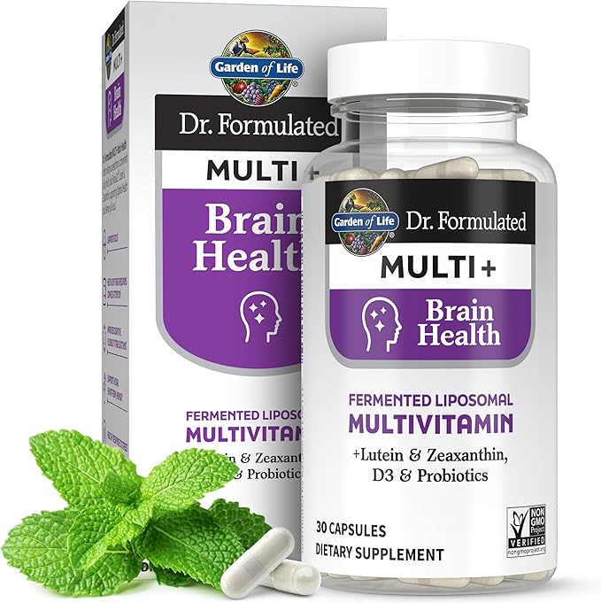 Garden of Life Dr Formulated Multi+ Brain Health Fermented Liposomal Multivitamin + Lutein &amp Zeaxanthin Vitamin D3 &amp Probiotics - Memory &amp Focus Support Digestive &amp Immune Health 3