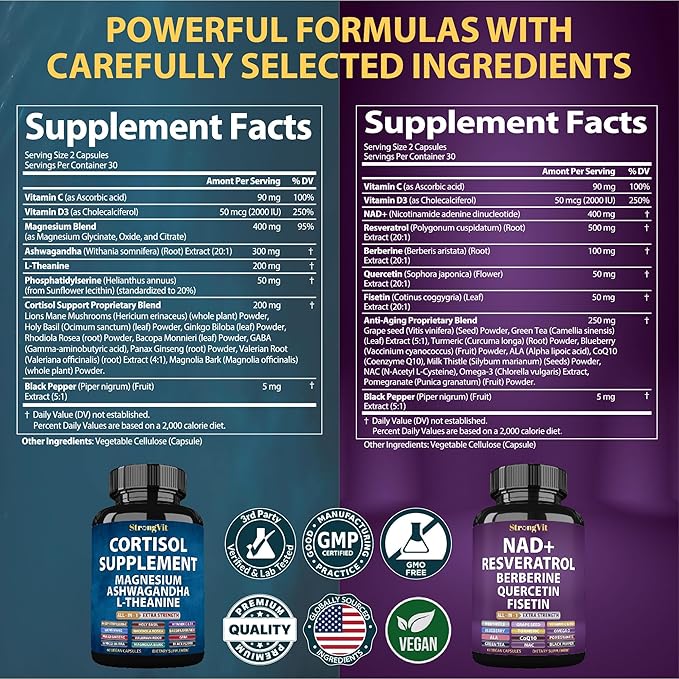 Cortisol &amp NAD Supplement Bundle (120 Capsules)