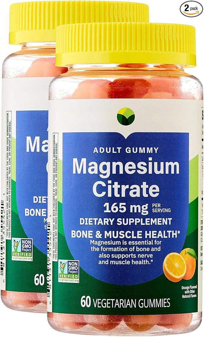 KP+ Magnesium Gummies | Magnesium Citrate 165 mg | 60 Vegetarian Gummies | Supports Bone Muscle &amp Nerve Health | Orange Flavor | Pack of 2
