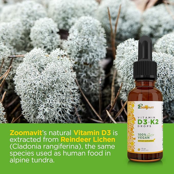 Vegan Liquid Drops Vitamin D3 K2 (MK7) - 100% Plant Based Liquid Vitamin D Enhanced with Coconut Oil for Max Absorption - 1 Serving = 1000 IU VIT D3 and 200 mcg VIT K2