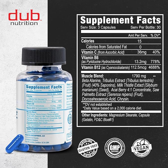 Muscle Supplement - Milk Thistle Beta Alanine Acai Vitamins B6 and C - Supports Recovery Strength and Wellness - 90 Capsules