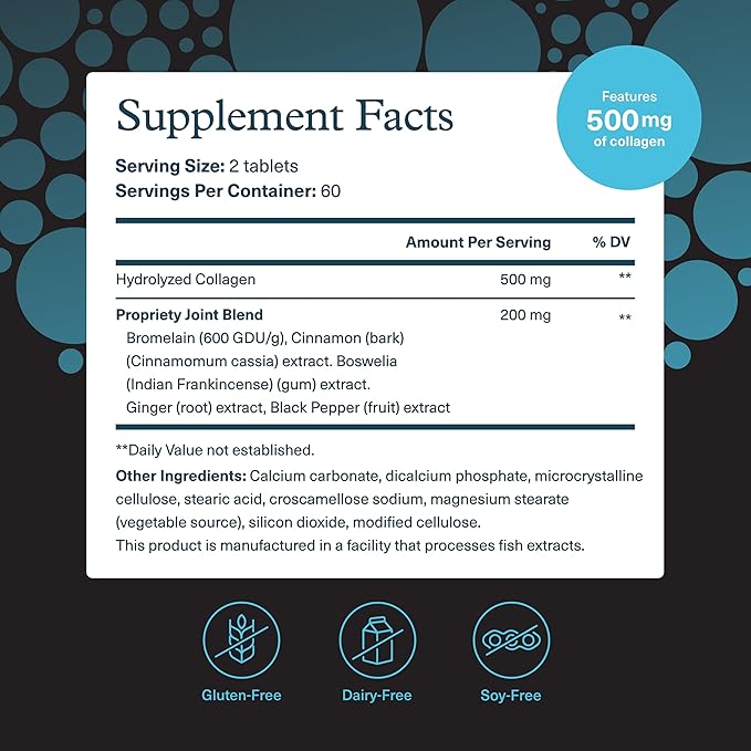 Youtheory Men’s Joint Collagen - Hydrolyzed Collagen Peptides Capsules - with Amino Acids &amp Natural Ingredients - Supports Muscle &amp Joint Health* - 120 Tablets (60-Day Supply)