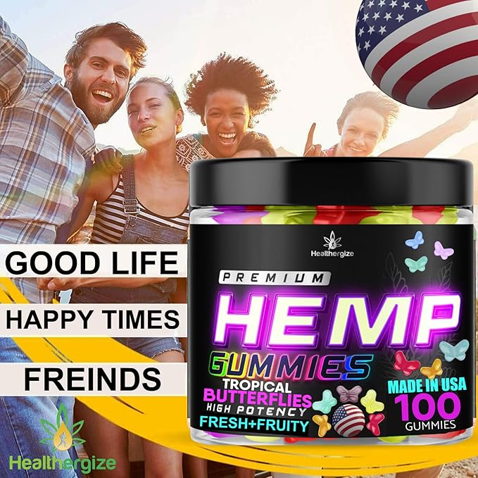 Hemp Gummies for Sleep Deep Calm Night Time-Natural Hempseed Oil Omega Butterflies Gummy Candy-Made in USA-100 Count