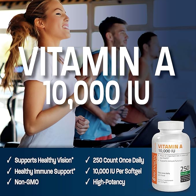 Bronson Super B Vitamin B Complex Sustained Slow Release + Vitamin A 10000 IU Premium Non-GMO Formula