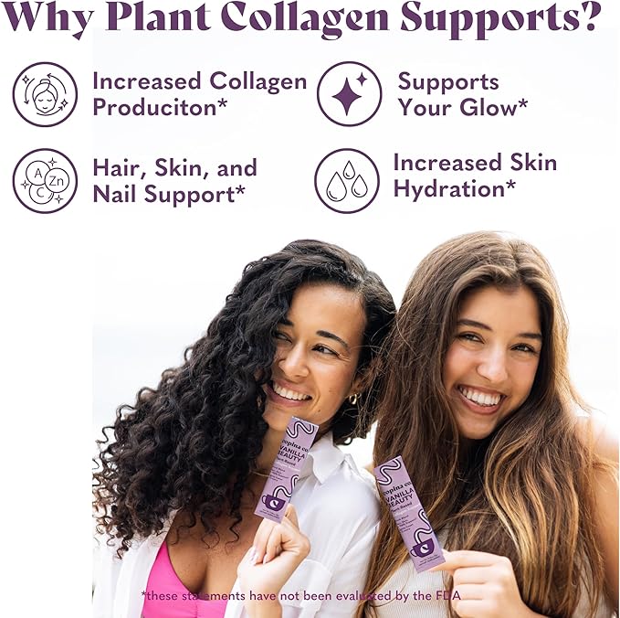 Copina Co. Vanilla Beauty Vegan Collagen Booster Creamer: Plant Based Collagen Support Smoothie Drink Vegan Creamy Blend | Vanilla Flavor | 1 Bag - 25 Servings per Bag