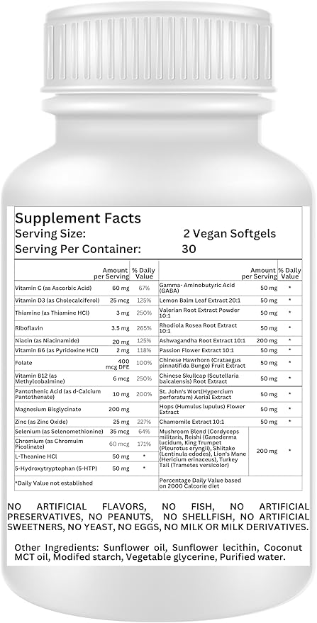 Nikoni® Calm Relax Phospholipid Complex | Enhanced Absorption Formula | 60 Vegan Softgels