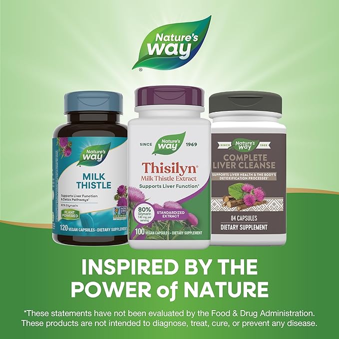 Nature's Way Thisilyn with Standardized Milk Thistle Extract Supports Liver Function* Silymarin Vegan 100 Capsules (Packaging May Vary)