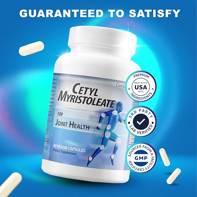 Cetyl Myristoleate - Omega 5 Fatty Acid - Ultra Support for Relief from Joint Discomfort and Stiffness - Also Includes Glucosamine MSM &amp Hyaluronic Acid - 80 Capsules