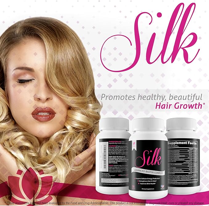 Silk Advanced Biotin Complex- Promotes Stronger Longer Hair-Healthier Skin- Ultimate Nail Strength