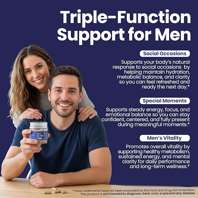 TDTB 3-in-1 Herbal Capsules | Supports Wellness After Social Occasions Special Moments &amp Men’s Vitality | Feel Better After Drinking &amp Liver Support | Milk Thistle &amp DHM | 15 Servings As