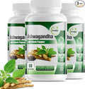 GreeNatr Organic Ashwagandha Capsules with Black Pepper for Enhanced Absorption - Mood Enhancer with Energy and Cognitive Function Support - 1300 mg Veggie Capsules (3 Bottles)