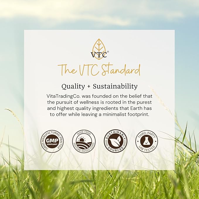 VTC VitaTradingCo. Grass-Fed Collagen Peptides Powder | Type I &amp III | Hyaluronic Acid &amp Vitamin C | Healthy Hair Skin &amp Joints | Non-GMO Paleo Keto | 30 Servings (Unflavored)