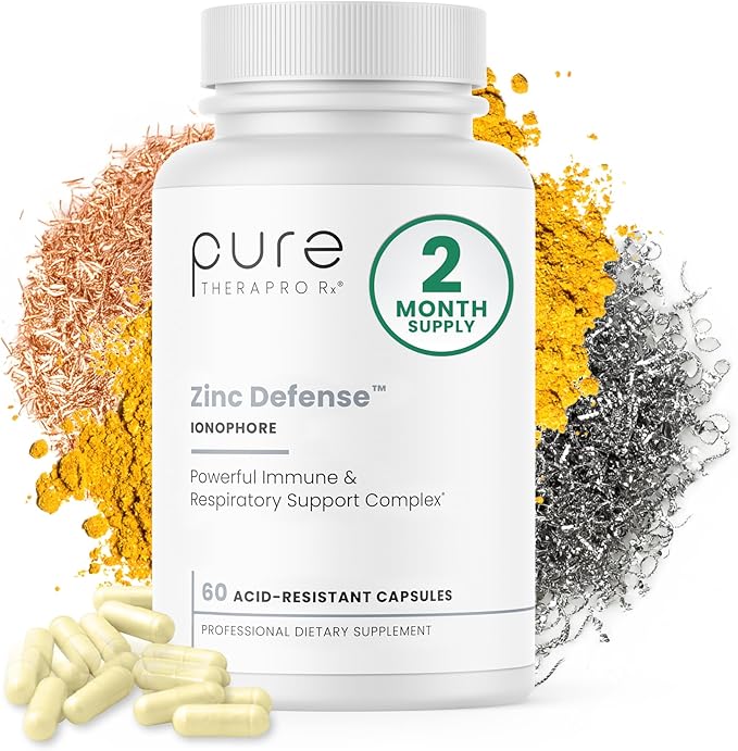 Zinc Defense | Zinc + Copper + Quercetin | 60 Servings in Vegan Capsules | L-OptiZinc &amp Quercefit Ionophore | Chelated Minerals | Immune Gut &amp Hormonal Balance Support