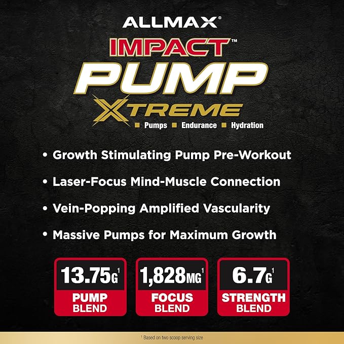 ALLMAX Impact Pump Xtreme Sour Gummy - 465 g - Stim-Free Pre-Workout Formula - Supports Pumps Endurance &amp Hydration - Up to 30 Servings