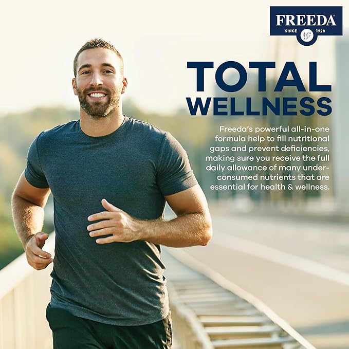 Freeda Maximum Strength Multivitamin – High Potency Daily Supplement for Active Adults (Men &amp Women) – Iron Free – SCD Diet Compatible – 120 Capsules – Ultra-Freeda