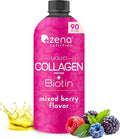 Zena Nutrition Liquid Collagen Peptides and Biotin 2500mg Verisol Bioactive Collagen Peptides 5000mcg Biotin Hair Skin Nail Supplement for Women and Men Mixed Berry 90 Servings 30 fl oz