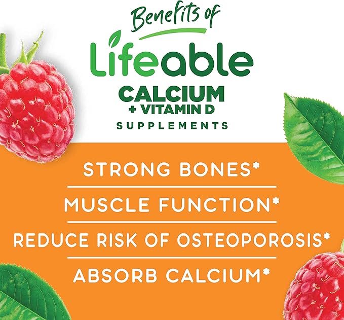 Lifeable Biotin Kids + Calcium with Vitamin D Kids Gummies Bundle - Great Tasting Vitamin Supplement Gluten Free GMO Free Chewable Gummy