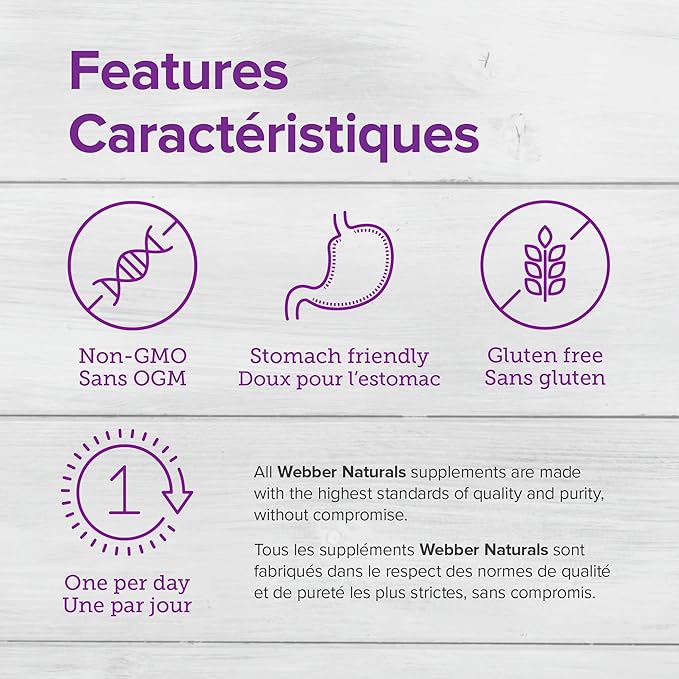 Webber Naturals Vitamin C Calcium Ascorbate 1000 mg · Stomach Friendly 120 Capsules